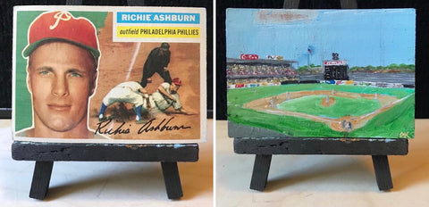 1956 Topps Richie Ashburn Card - Connie Mack Stadium Painting