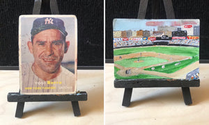 1957 Topps Yogi Berra Card - Yankee Stadium Painting