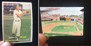 1957 Topps Charlie Neal Card - Ebbets Field Painting