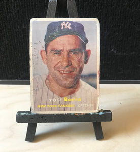1957 Topps Yogi Berra Card - Yankee Stadium Painting
